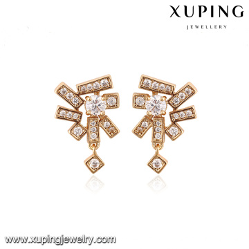 93464 Latest jewelry design environmental copper gold plated drop earrings for ladies